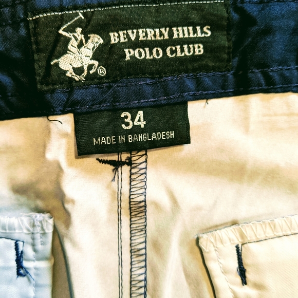 Beverly Hills Polo Club Men's Golf Casual Dress Walking Shorts Belt Blue Sz 34 - Picture 5 of 9
